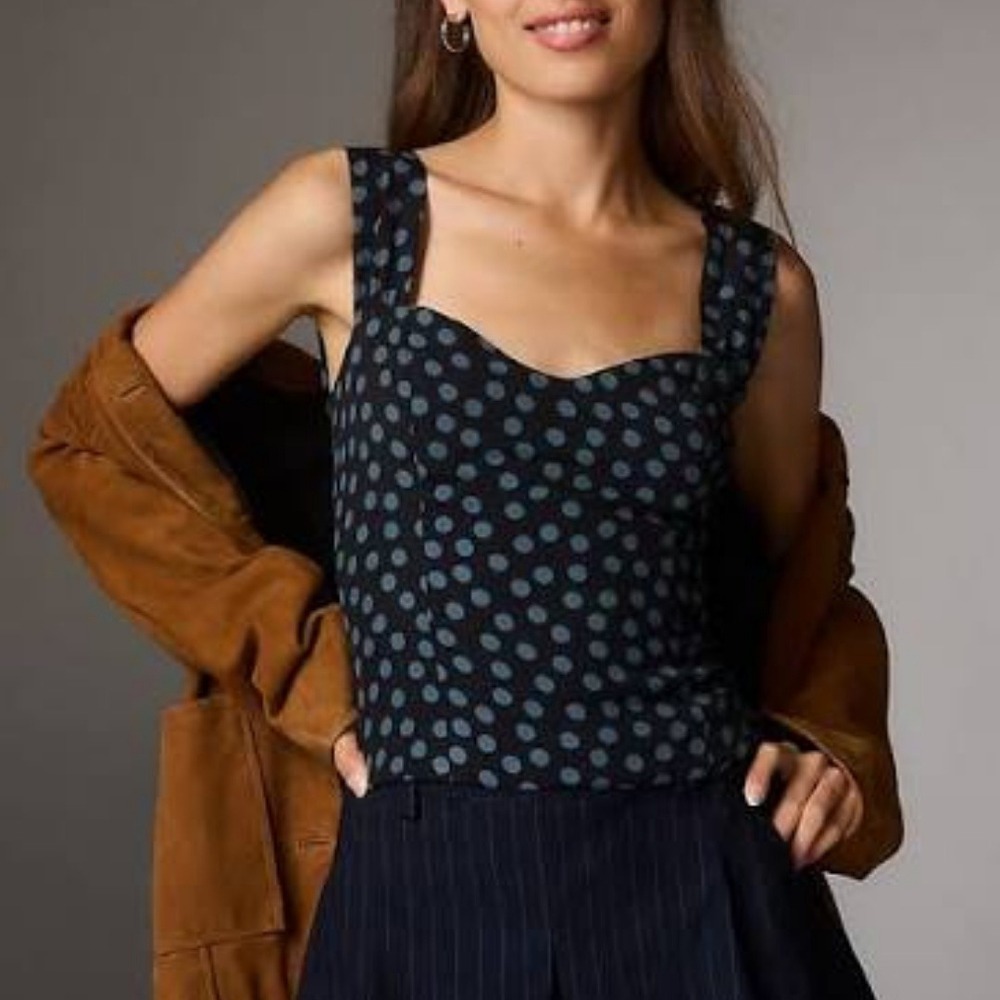 Reformation | Hester Polka Dot Draped Tank Top in Blue | Size 6